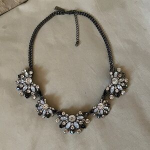 The Limited Gunmetal and Clear Crystal Floral Necklace
